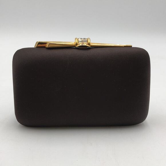 Vintage Rodo Italy Brown Satin Evening Clutch Purse w/Chain Strap - Picture 3 of 8